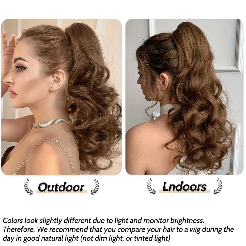 Wave synthetic fake hair clip in ponytail wig ponytail curled daily hair piece suitable for women with light brown or multi-color options W240817