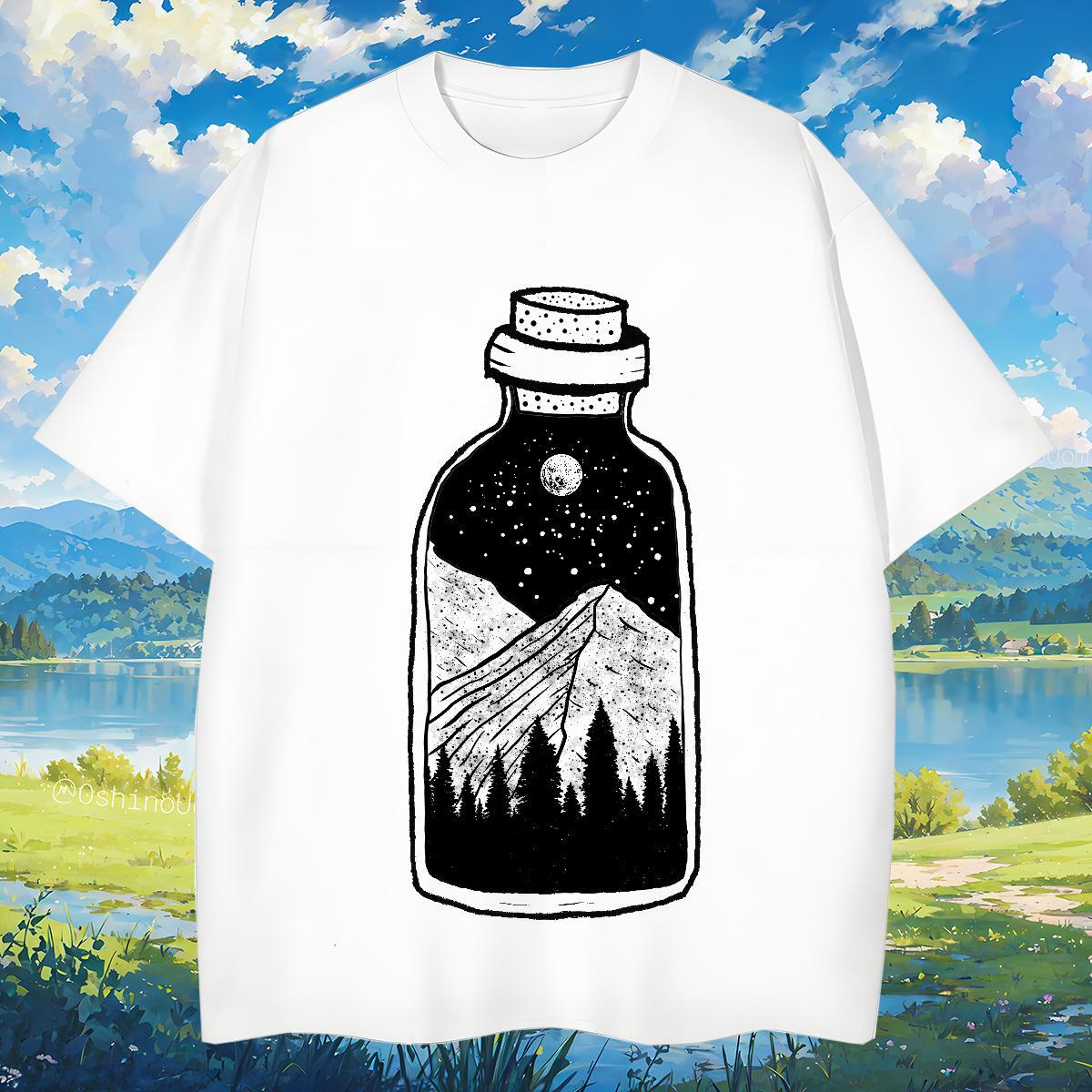 Loose Fit mountains 230g Cotton Couples T Shirts Home Outdoor Crew Neck Man T Shirts Fashion Designer Customized Tops Shirt
