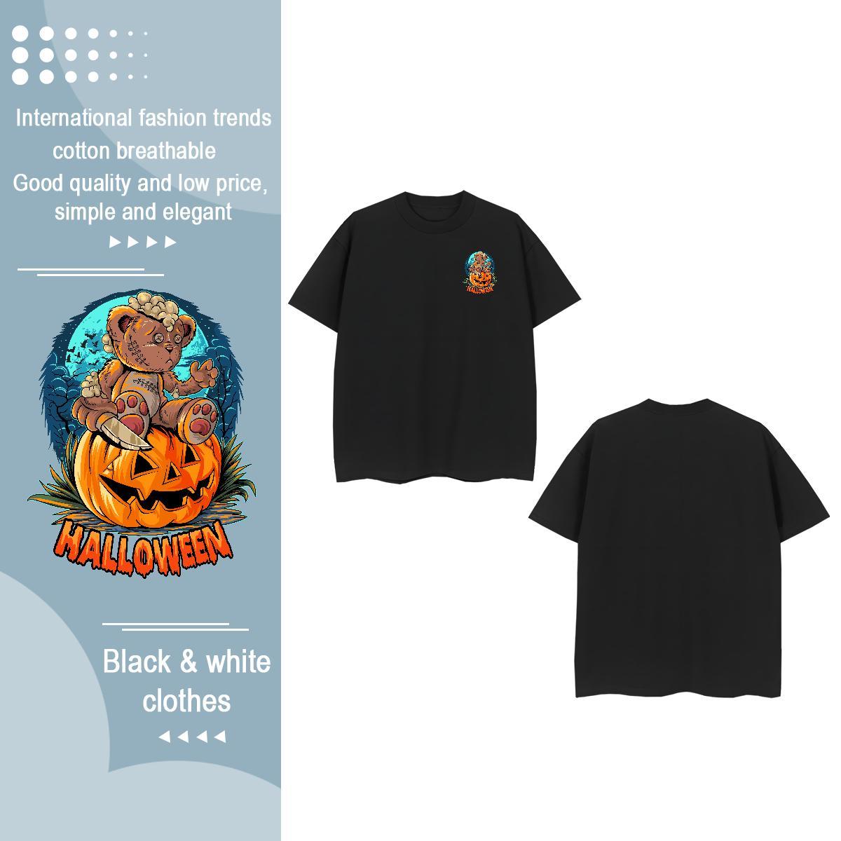 DIY Customized Men Clothes T-Shirt pumpkin Home Outdoor 230g Pure Cotton Tshirts O-Neck Short Sleeve TOP Quality T Shirts Men Custom Anime