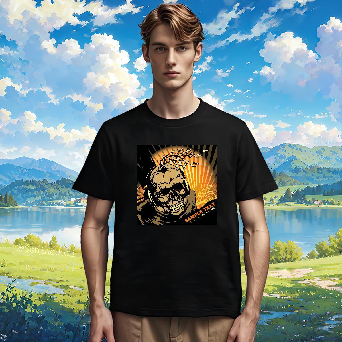 Mens T Shirts 230g Cotton scary Beach Breathable Crew Neck Oversized 3XL 4XL Men Tops Tees Fashion Design Cool Design Wear