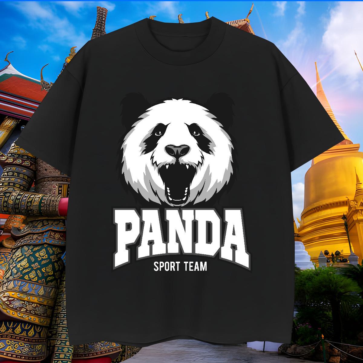Wholesale Mens T Shirts panda Breathable Short Sleeve Daily Outfit Custom Print Oversized 230g 100% Cotton Mens Tshirts Factory Direct Tees Shirts
