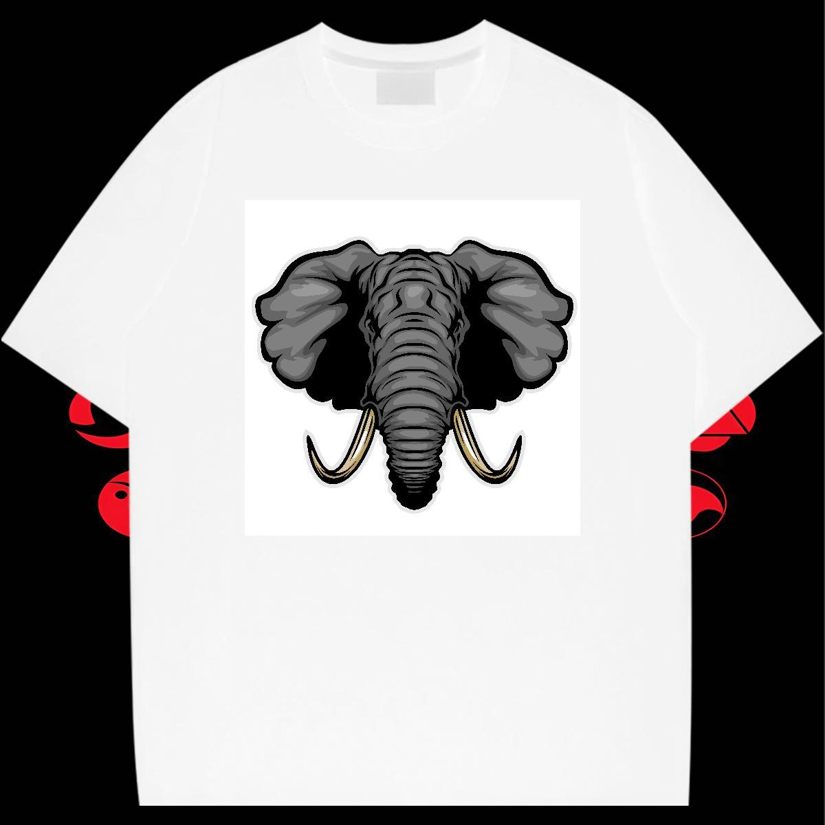 Wholesale Men Clothes T-Shirt High Street Hip Hop 230g Pure Cotton Oversized 3XL 4XL Breathable Short Sleeve elephant Man T Shirts New Arrival Polos