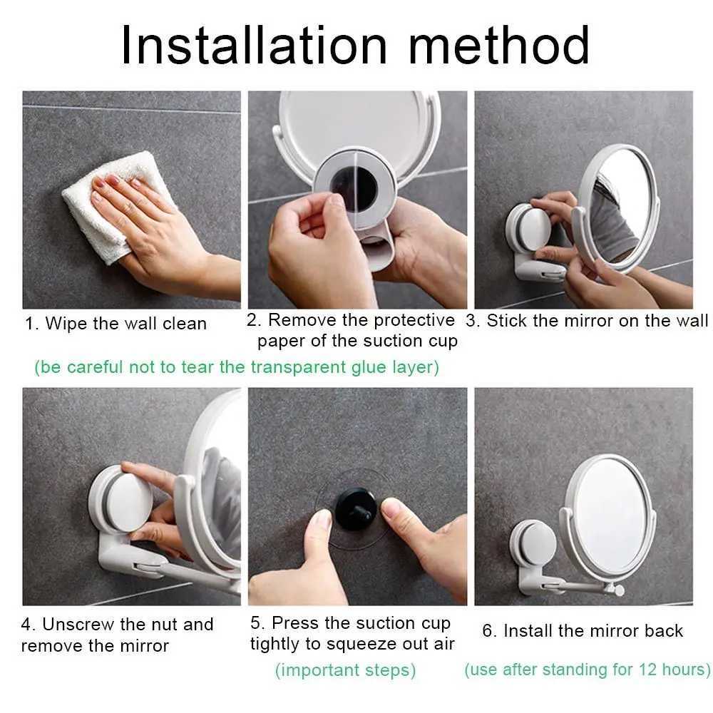 360 Swivel Folding Cosmetic Mirror No Punch Magnifying Mirror Bathroom Mirror Wall Mounted Shaving Mirror HD Cosmetic Mirror Y240819