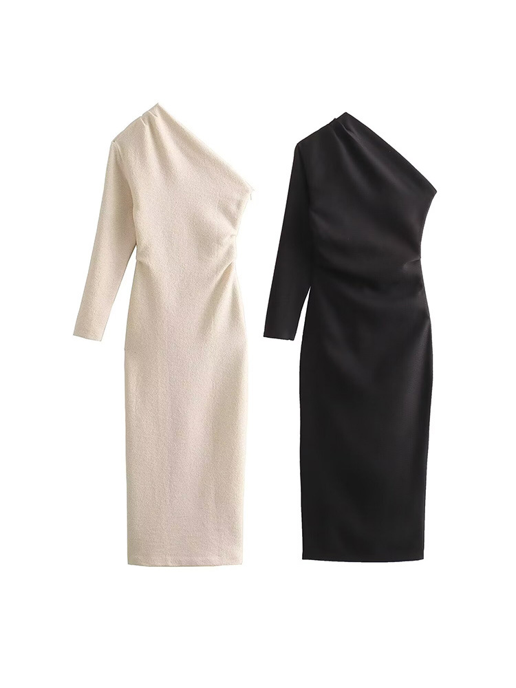 Casual Dresses Asymmetrical Long Dresses For Women Fashion One Shoulder Sleeve Midi Elegant Dress Female Sexy Party Dresses