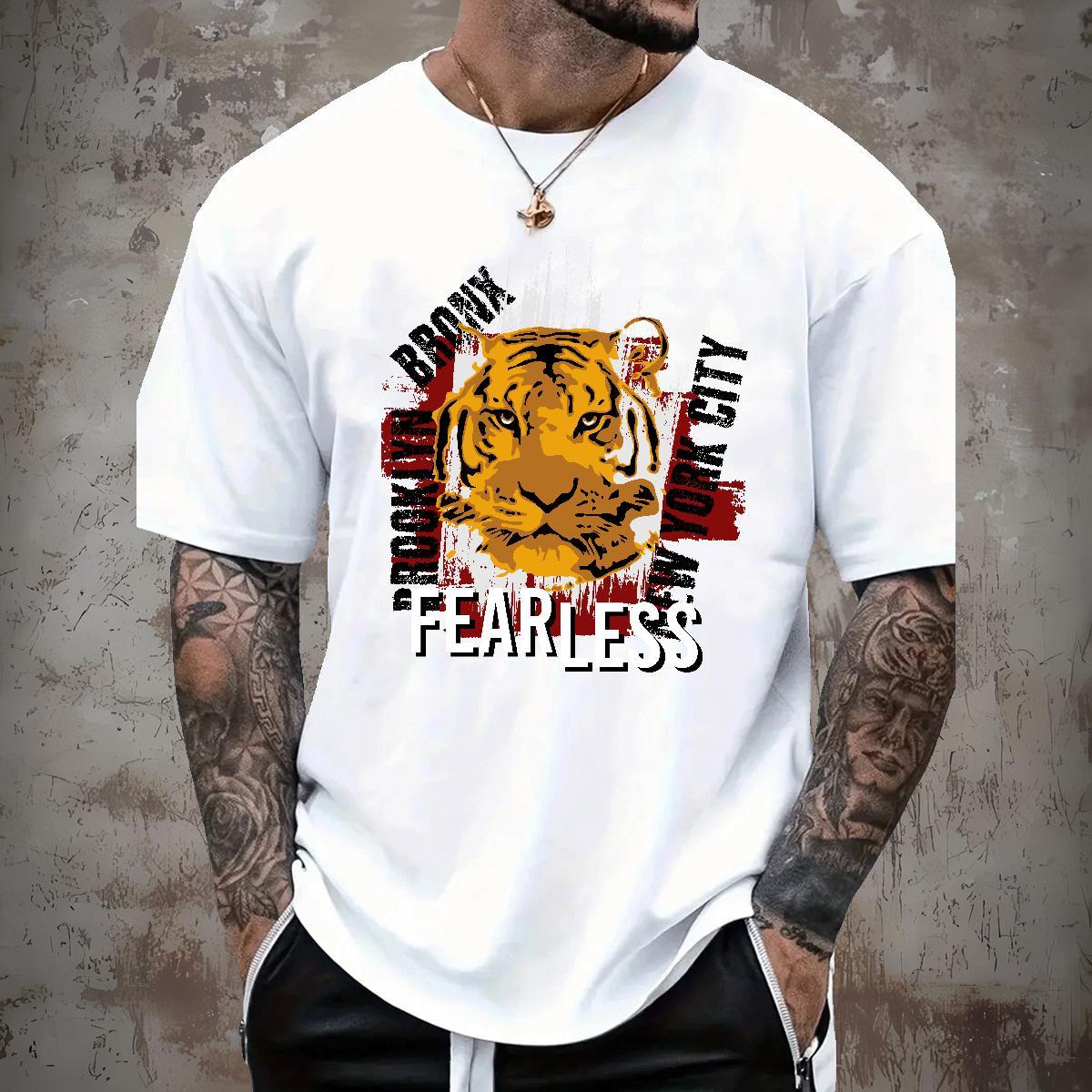 Wholesale T Shirts Men tiger Breathable Crew Neck Anime Printing Street Graphic 230g 100% Cotton Couples T Shirts 2024 Designer Wear