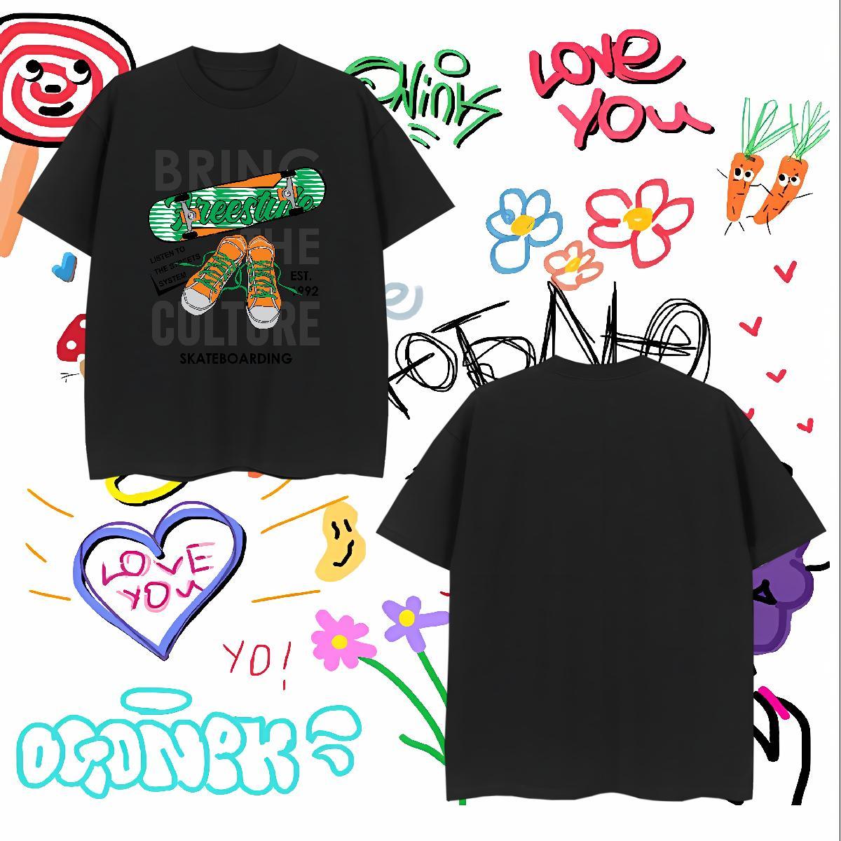 Cool letter T shirt Home Outdoor Men Tshirts 230g 100% Cotton Fashion New O Neck Short Sleeves Anime Tops
