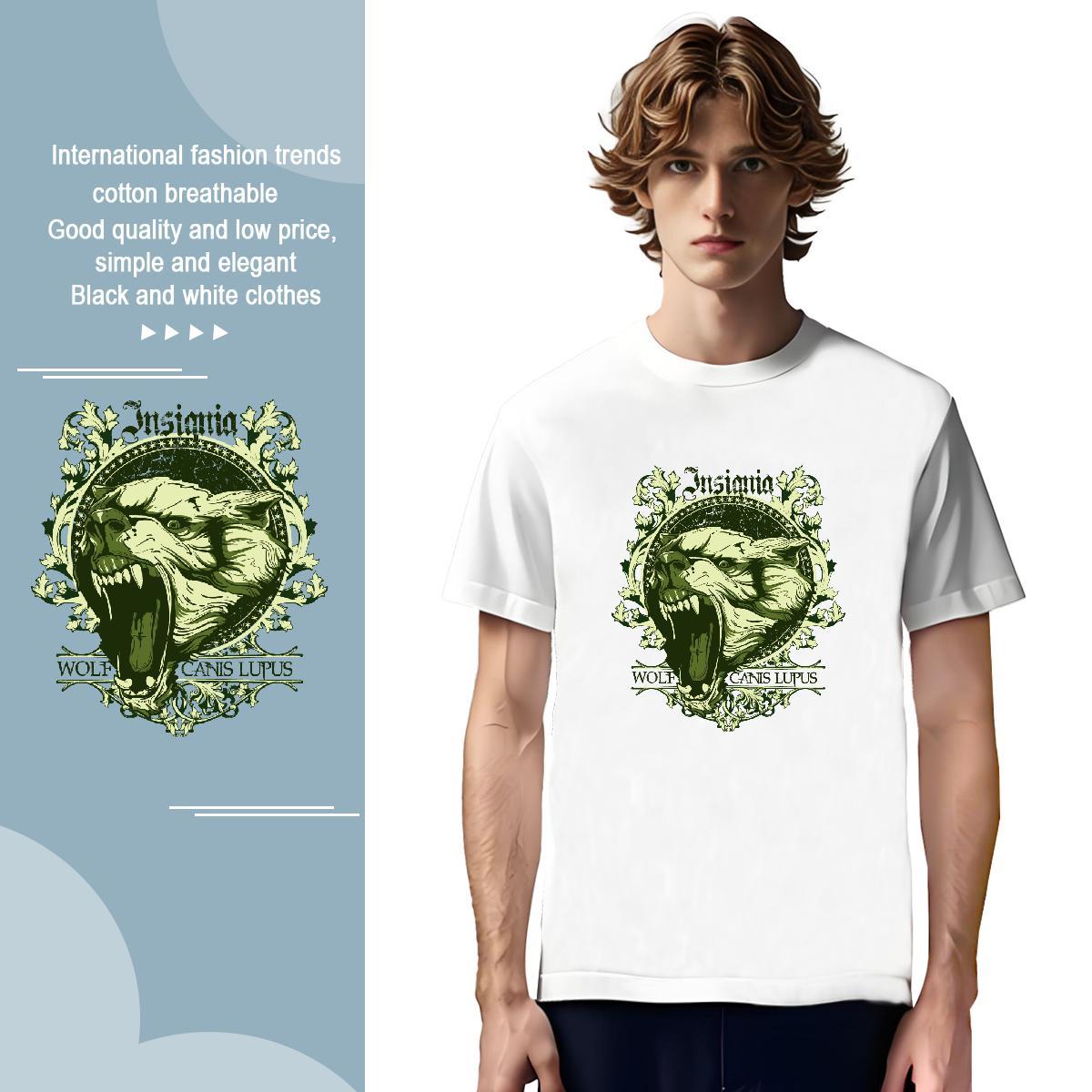 Designer T Shirts Men lion Breathable Summer Casual Asian Size 230g Cotton Tshirts 2024 DIY Top Tees