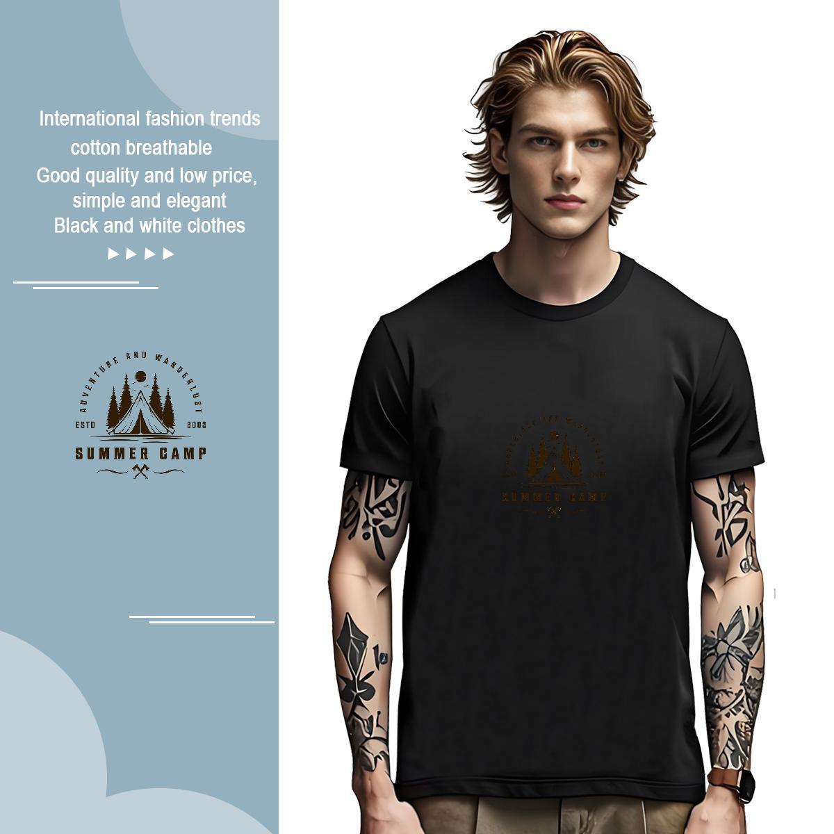 Free Shipping mountains 230g 100% Cotton Tshirts Street Wear Short Sleeve O-Neck T-Shirts for Men DIY Graphic Tops Shirt