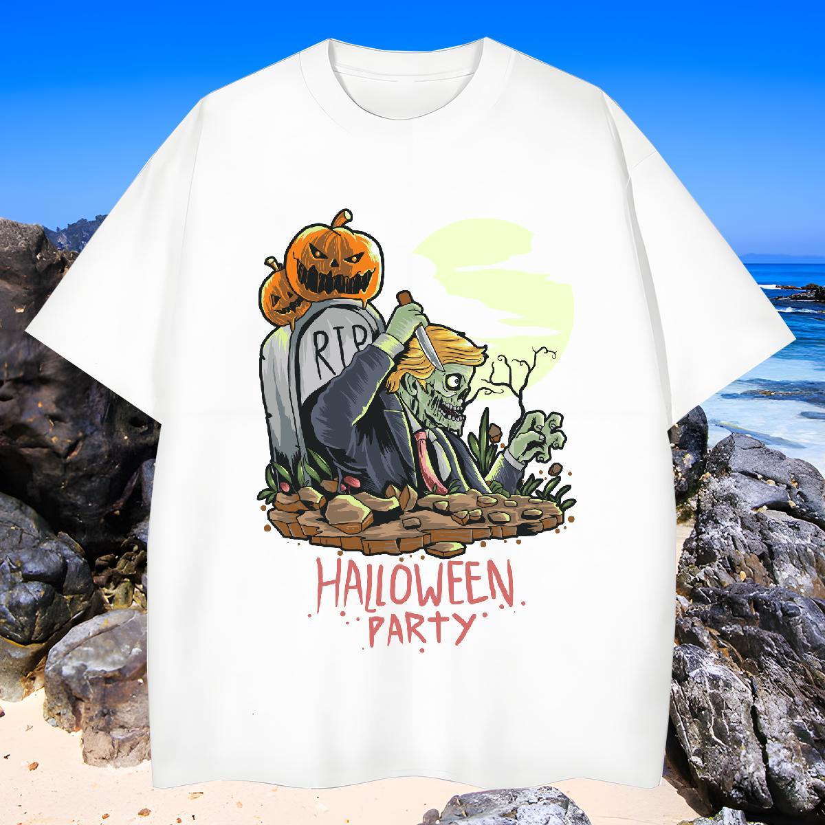 Classic Men T Shirts halloween Round Neck Short Sleeve Anime Printing Street Floral Print 230g Pure Cotton Men Tops Tees Brand Tees Shirts