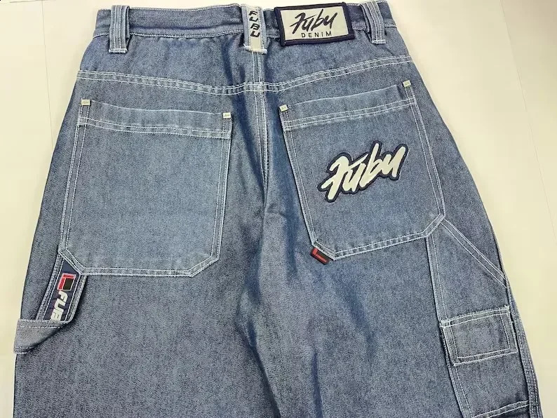 jeans retro loose men Harajuku women hiphop rock fashion streetwear Trousers High Street Waist wide leg 240819