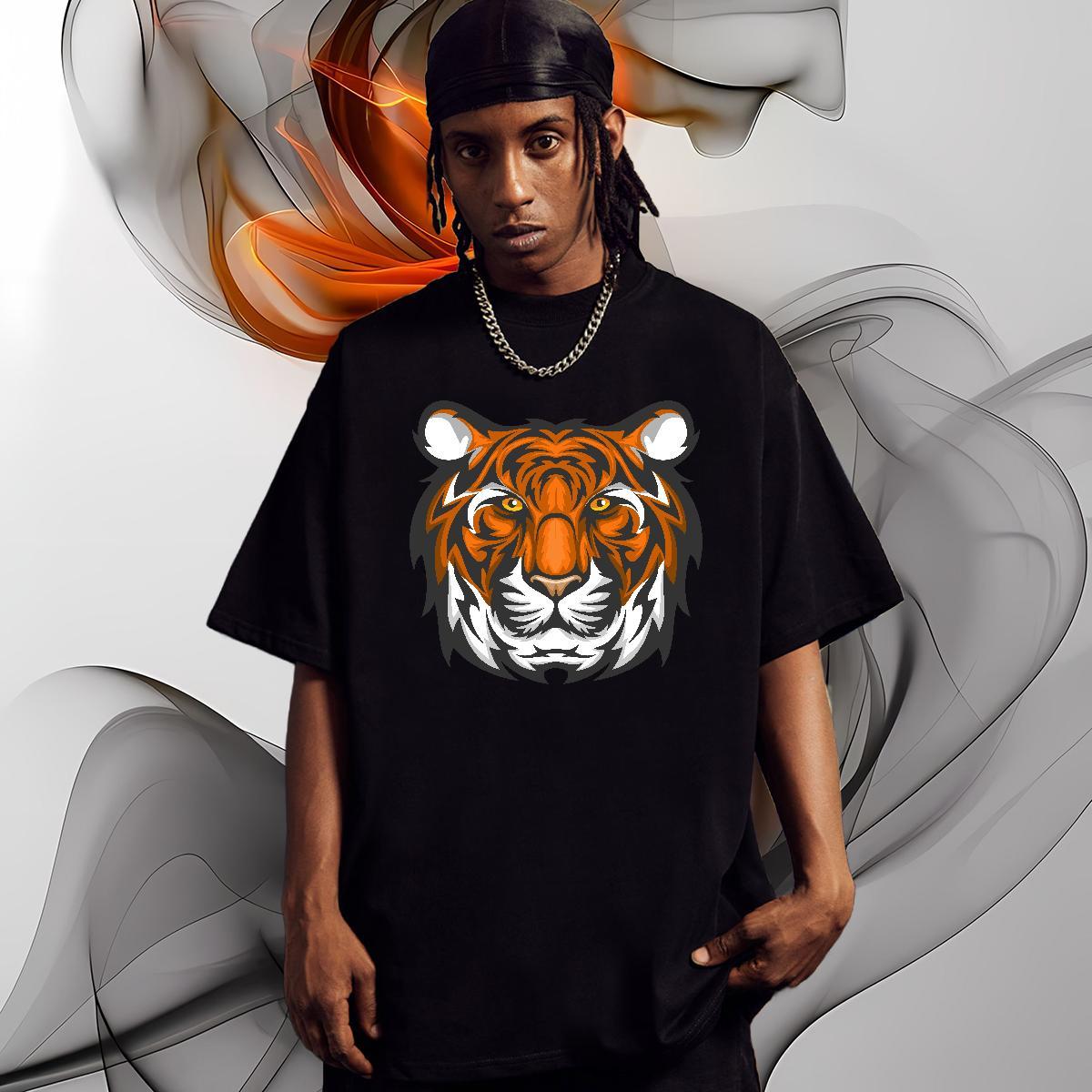Classic T shirt tiger Short Sleeve Soft Hip Hop Street DIY 230g Pure Cotton Men Tshirts Fashion Tees Shirts