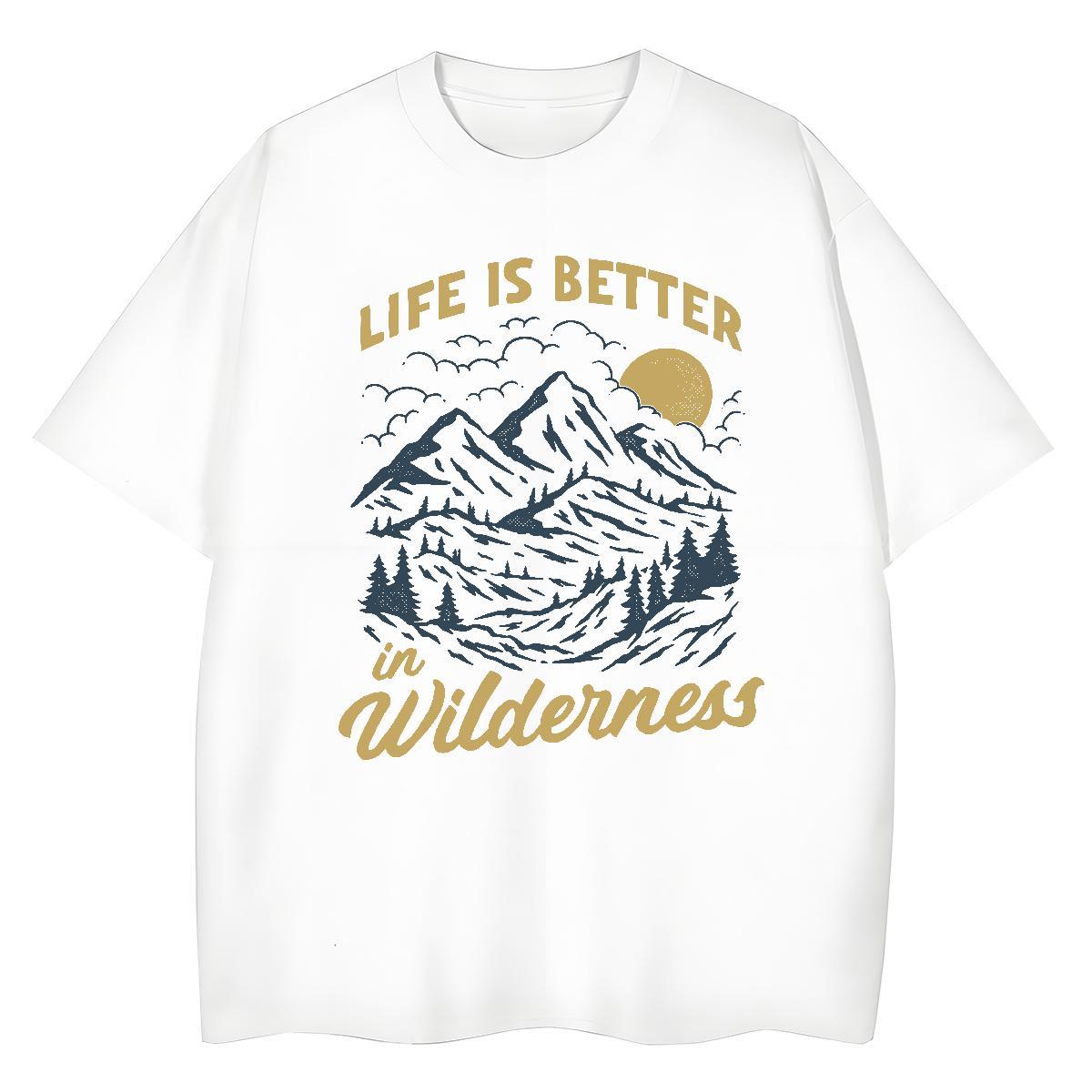 Casual New Unisex Tshirts Daily Wear Breathable Crew Neck Clothes 5A 230g Pure Cotton mountains Cartoon Floral Printing Women T Shirts
