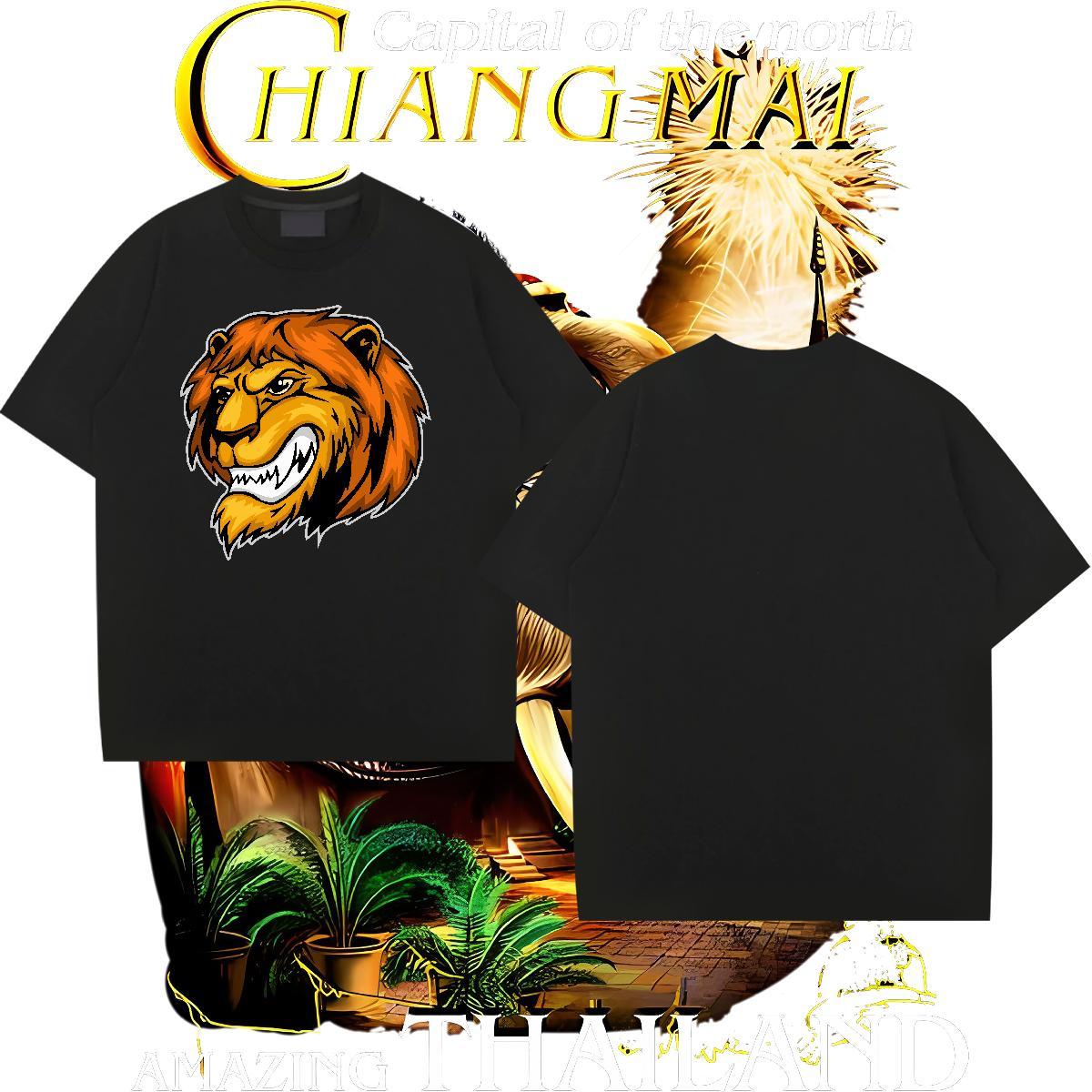 Cool Mens T Shirts lion O Neck Short Sleeves Street Wear Customized Print 100% Cotton 230g Mens Tshirts Classic Casual Tees Shirts