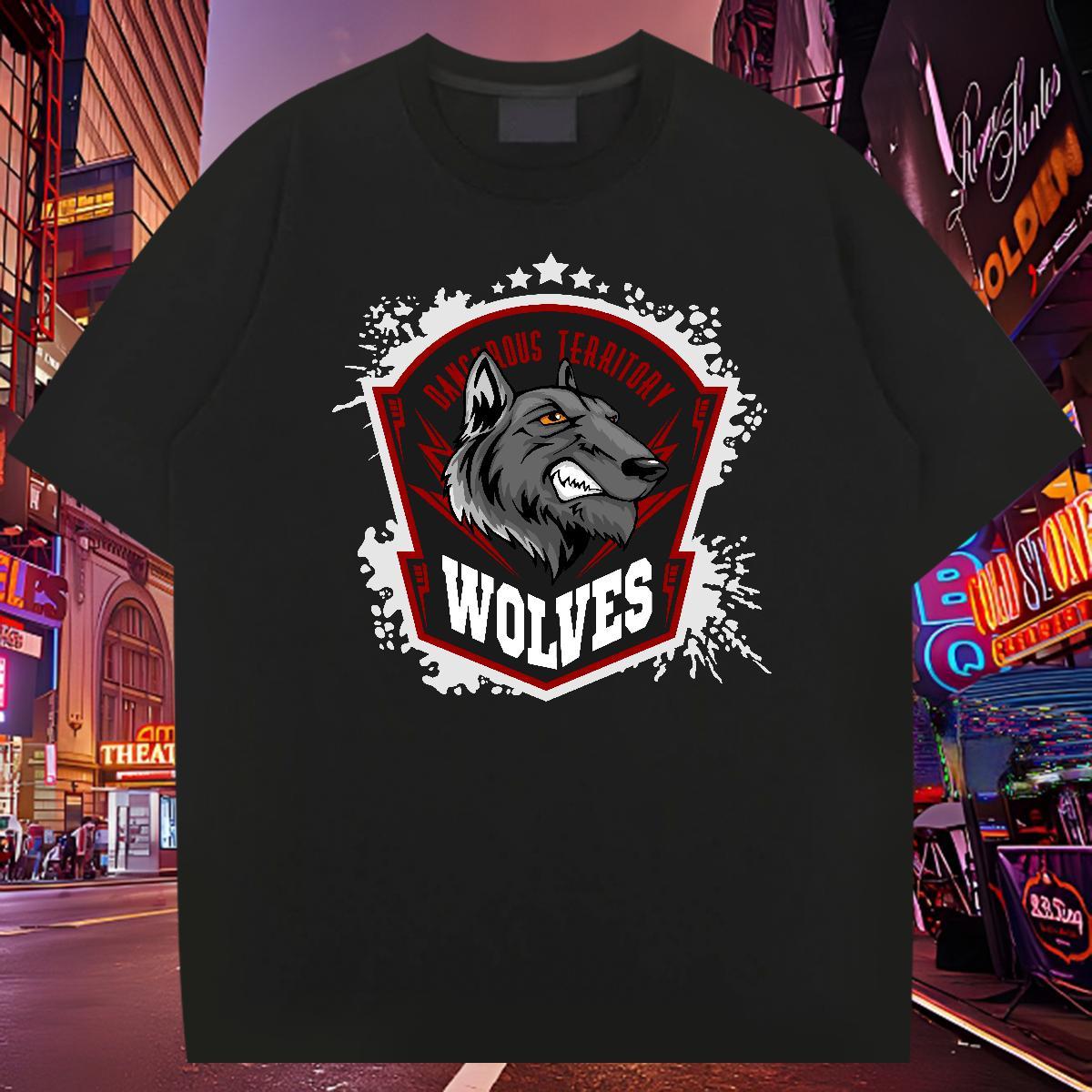 Loose Fit Man T Shirts wolf Round Neck Short Sleeve Spring Summer Oversized 4XL 230g Cotton Men Clothes T-Shirt New Arrival Tee Shirt