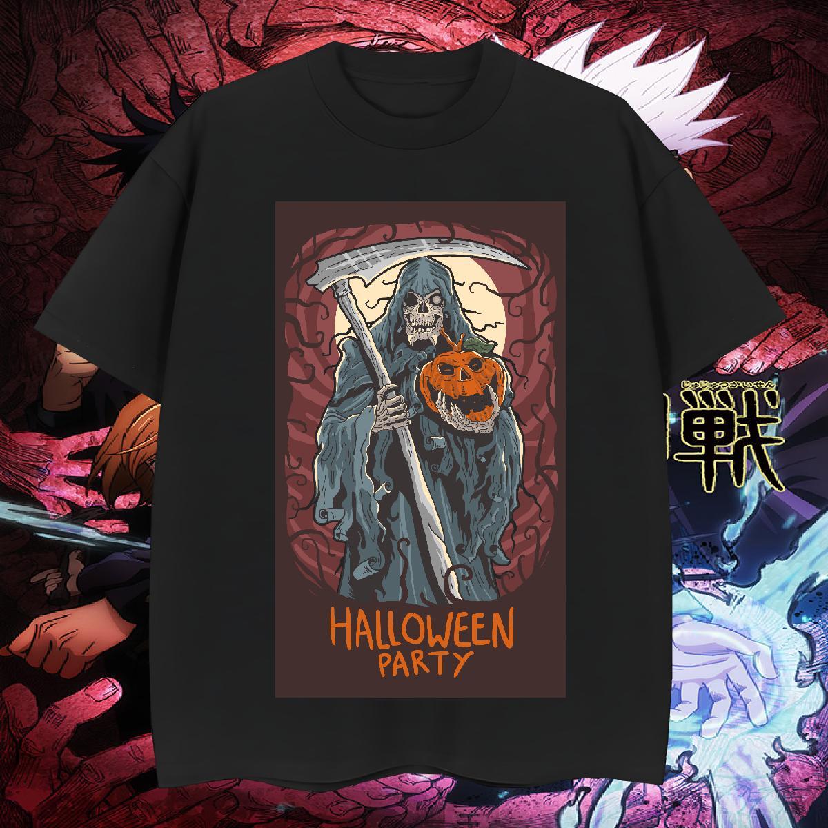 Unisex T-Shirts halloween Breathable Crew Neck Casual Daily Wear DIY Anime 230g Cotton Tshirt for Man Woman 2024 Summer Tshirts