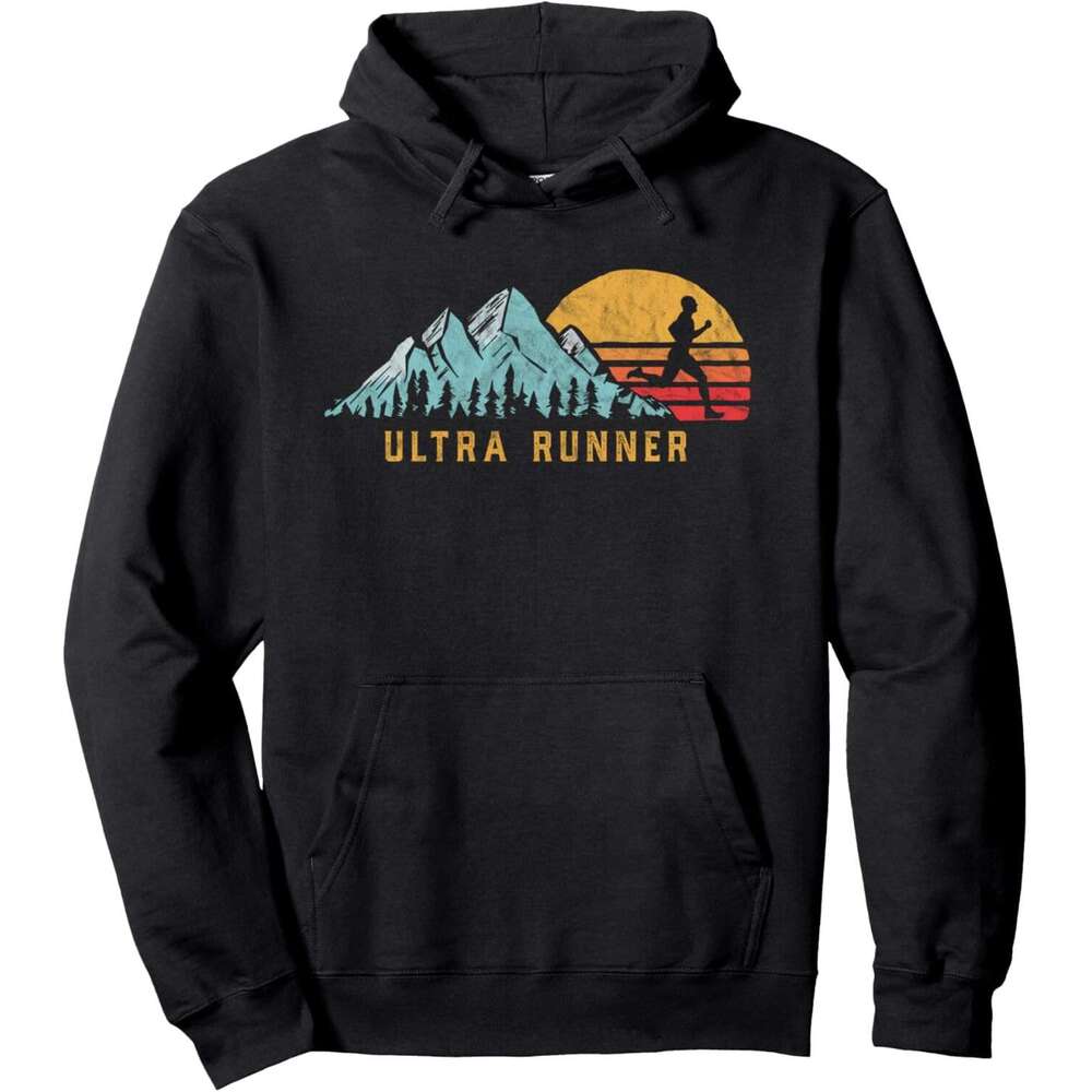 Hoodie for Mens Womens Trail Ultra Runner - Retro Vibe Vintage Running Hoodie Hoodies sweatshirt pullover jacket Long sleeve