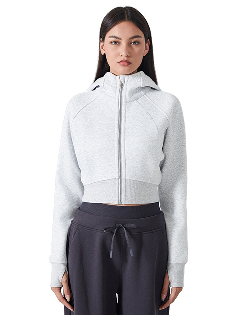 2025--Womens Autumn Hoodies Sweatshirt Yoga Zipper Jacket Ladies Gym Workout Coat Fleece Loose Workout Pullover