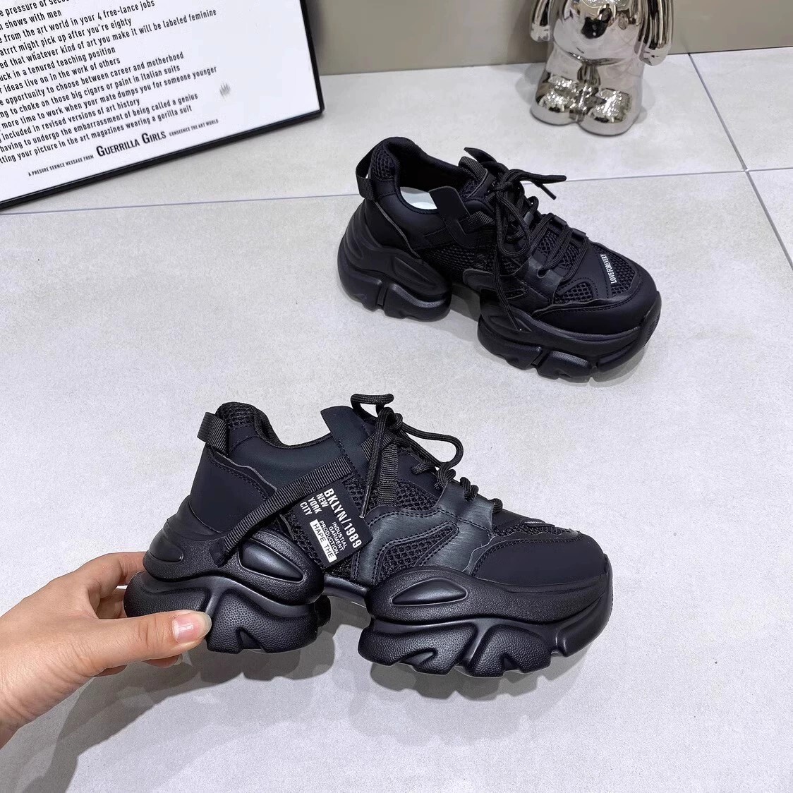 Ddmysports Thick Sole Sponge Cake Dad For Women Spring Autumn Season New Korean Version Versatile Mesh Breathable Sports And Leisure Shoes OUTDOOR