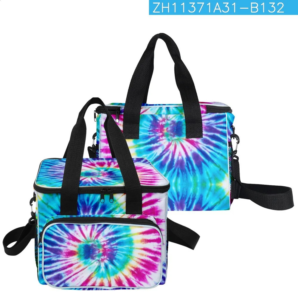 Classic Youthful Home picnic Crossbody Tie-dye Colorful More Big Lunch Bag 3D Print Thermal insulation Food Handbags Ice Bags 240819