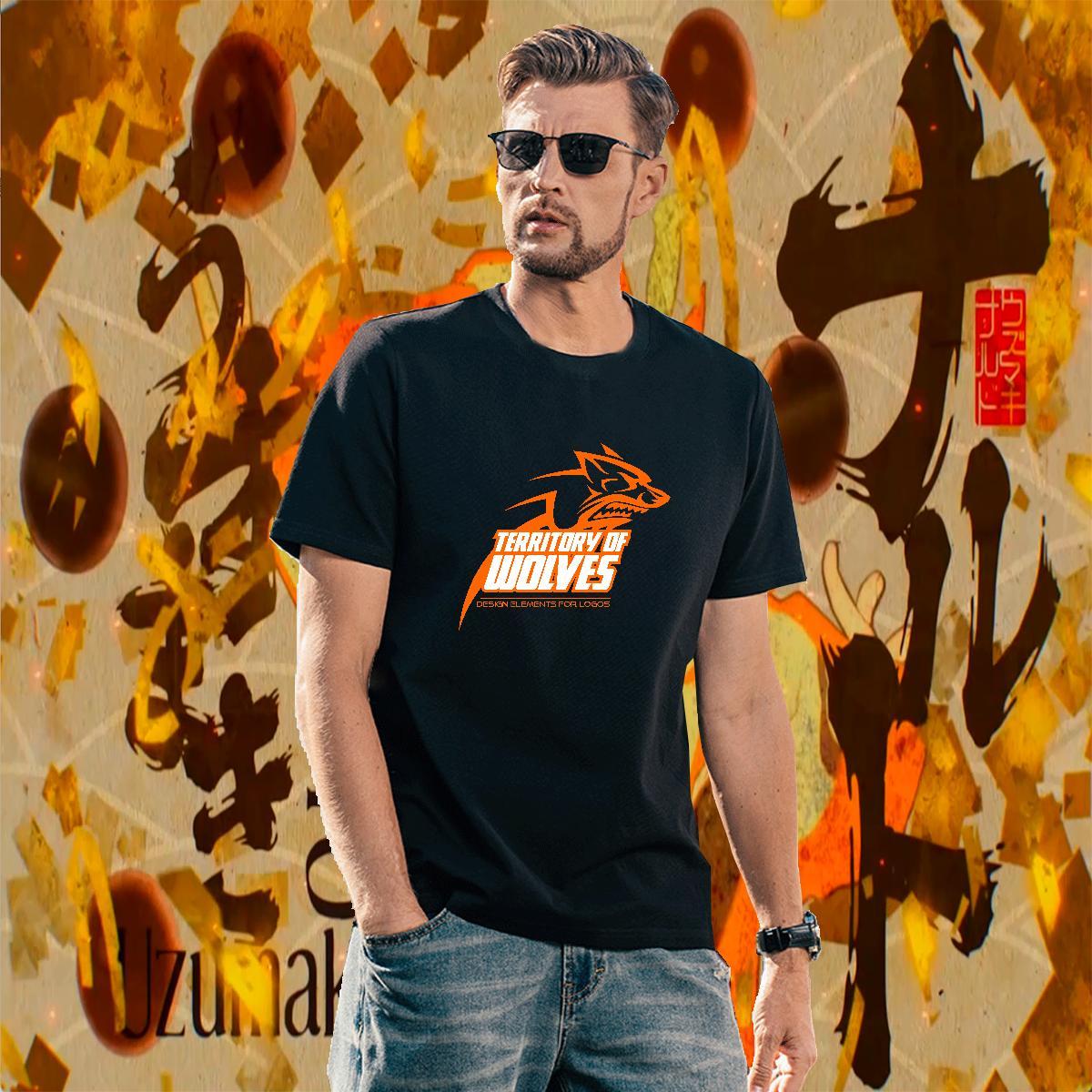 Classic Men T Shirts wolf Crew Neck Breathable Hip Hop Custom Printed 230g Pure Cotton Tshirt for Man Woman Fashion Design Tees Shirts