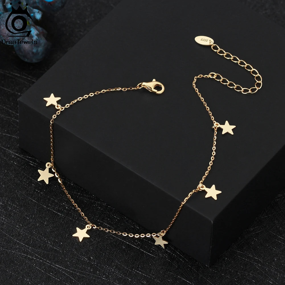 ORSA JEWELS 925 sterling silver 1mm cable chain with 6mm starting ankle suitable for womens birthday gift jewelry SA27 240812