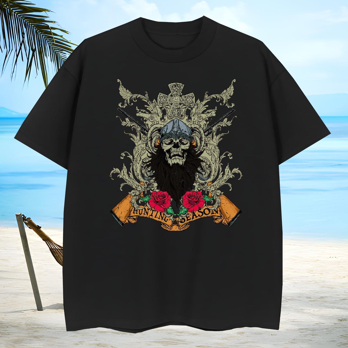 Popular T Shirts Men long-barrelled gun Crew Neck Breathable Summer Casual Custom Print Oversized 230g Pure Cotton Men Tshirts New Tops