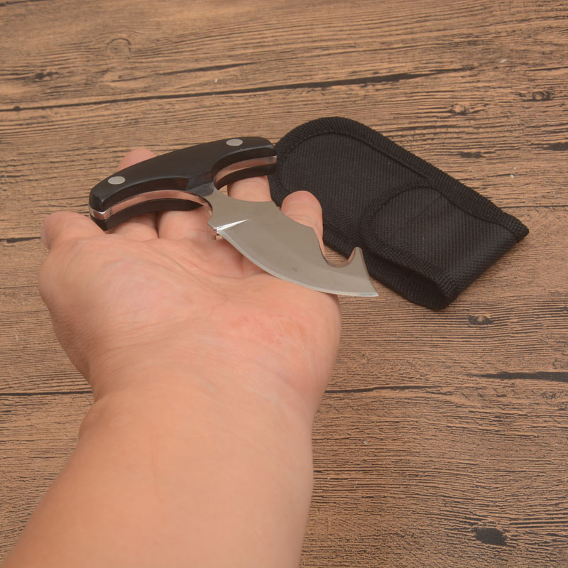 Top Quality New Fixed Wood handle Push knife 440C 58HRC Satin Blade EDC Pocket Knives with Bottle Opener and Nylon Sheath Package