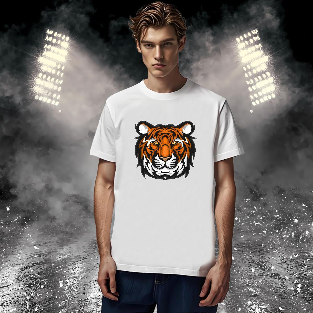 Comfortable T-Shirts for Men tiger Breathable Crew Neck Anime Printing Street Customized 230g Pure Cotton Tshirts Factory Direct Top Tees