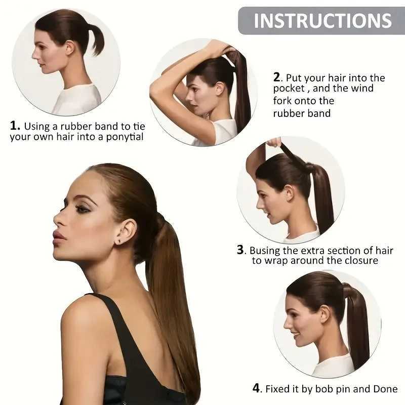 Magic wand ponytail synthetic Wig long straight ponytail female Wig durable for daily gatherings W240817