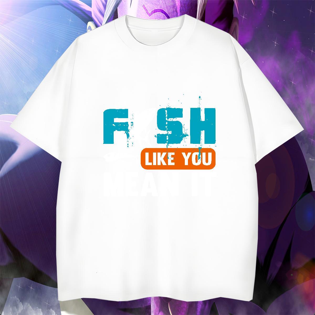 Comfortable fish T Shirt For Man Street Wear Men Clothes T-Shirt 230g Pure Cotton 2024 Designer Breathable Soft DIY Logo Oversized Tops Shirt