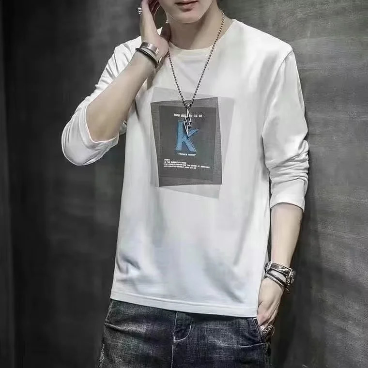 Men Long Sleeve T-shirt Spring Autumn Loose Outerwear Innerwear Breathable Daily Use Polyester Fabric 3D Effect 240820