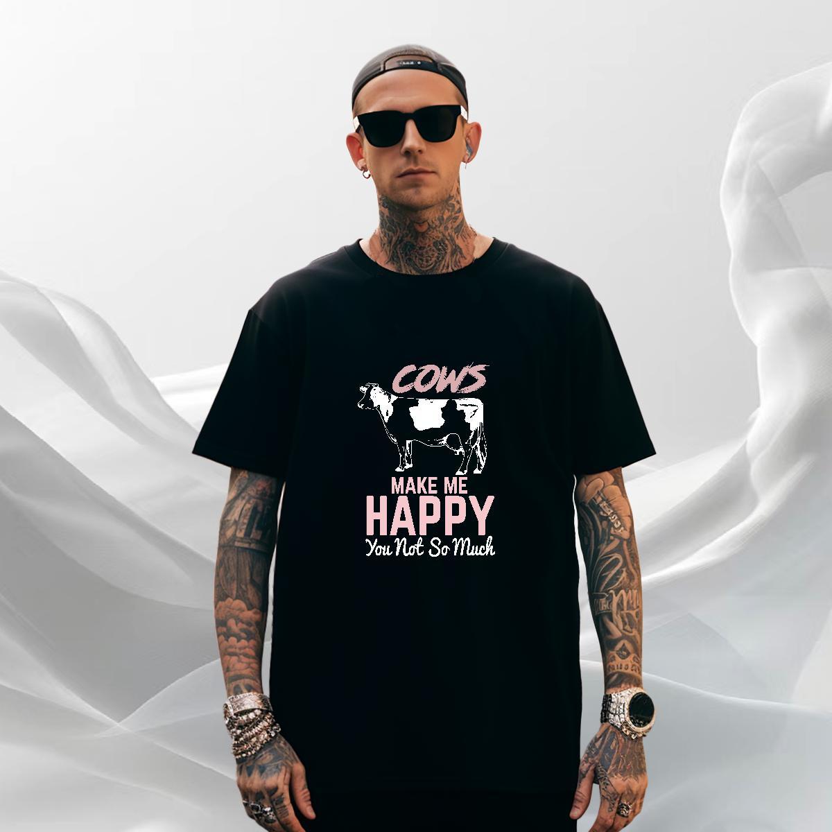 Designer Men Tshirts Summer Casual 230g 100% Cotton Custom Big Size Breathable Crew Neck happy T-Shirts for Men Classic Tops Tees