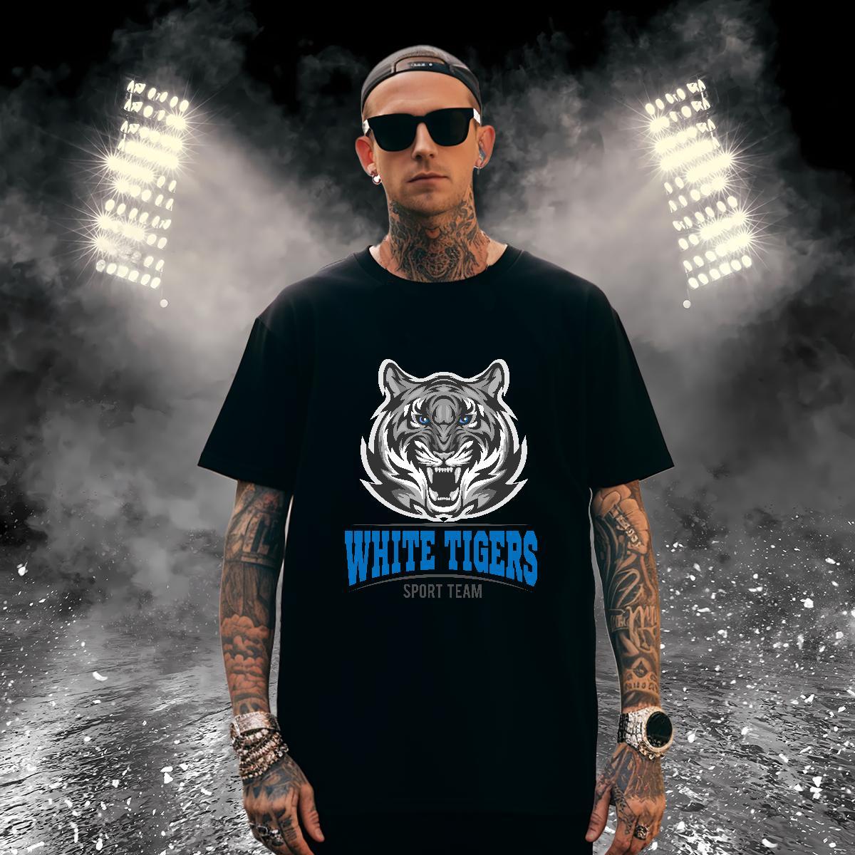 Unisex tiger T shirt Sports Casual Couples T Shirts 100% Cotton 230g Brand Short Sleeve Soft Anime Print Top Tees