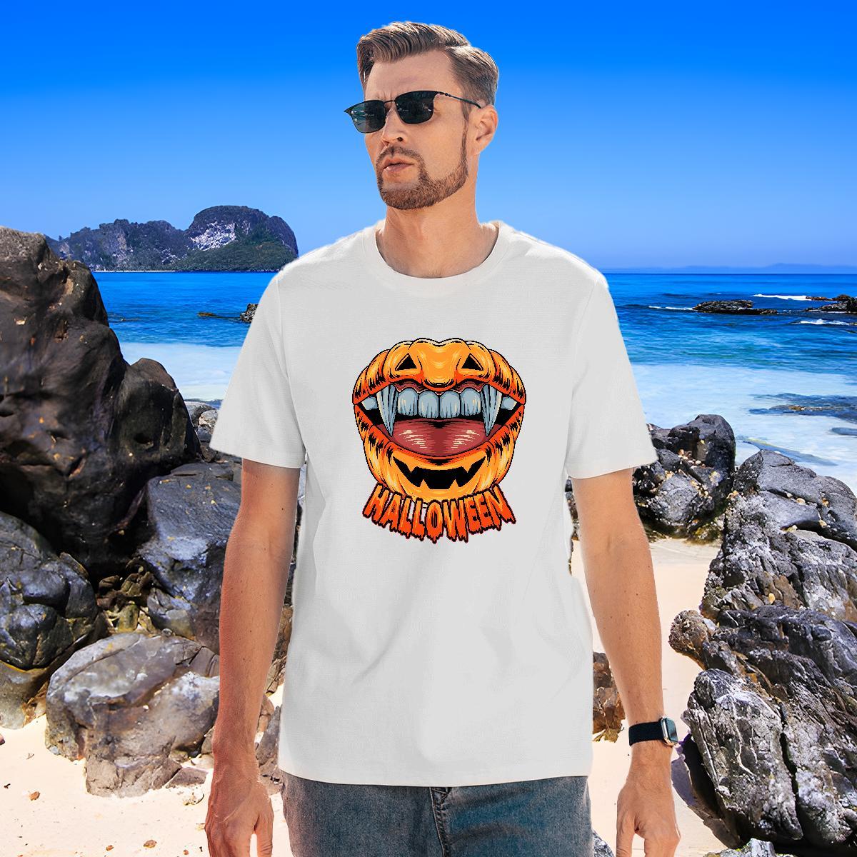 Brand T Shirts Men pumpkin Short Sleeve Soft High Street Hip Hop DIY Logo Oversized 100% Cotton 230g Tshirts 2024 Designer Top Tees