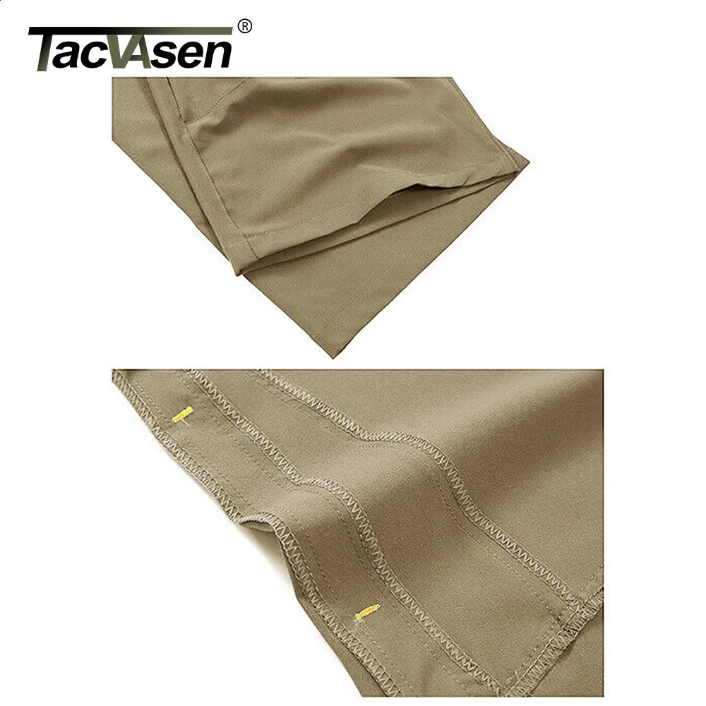 TACVASEN summer 34 long quick drying mens shorts hiking camping mountain work zipper pocket outdoor fishing 240819