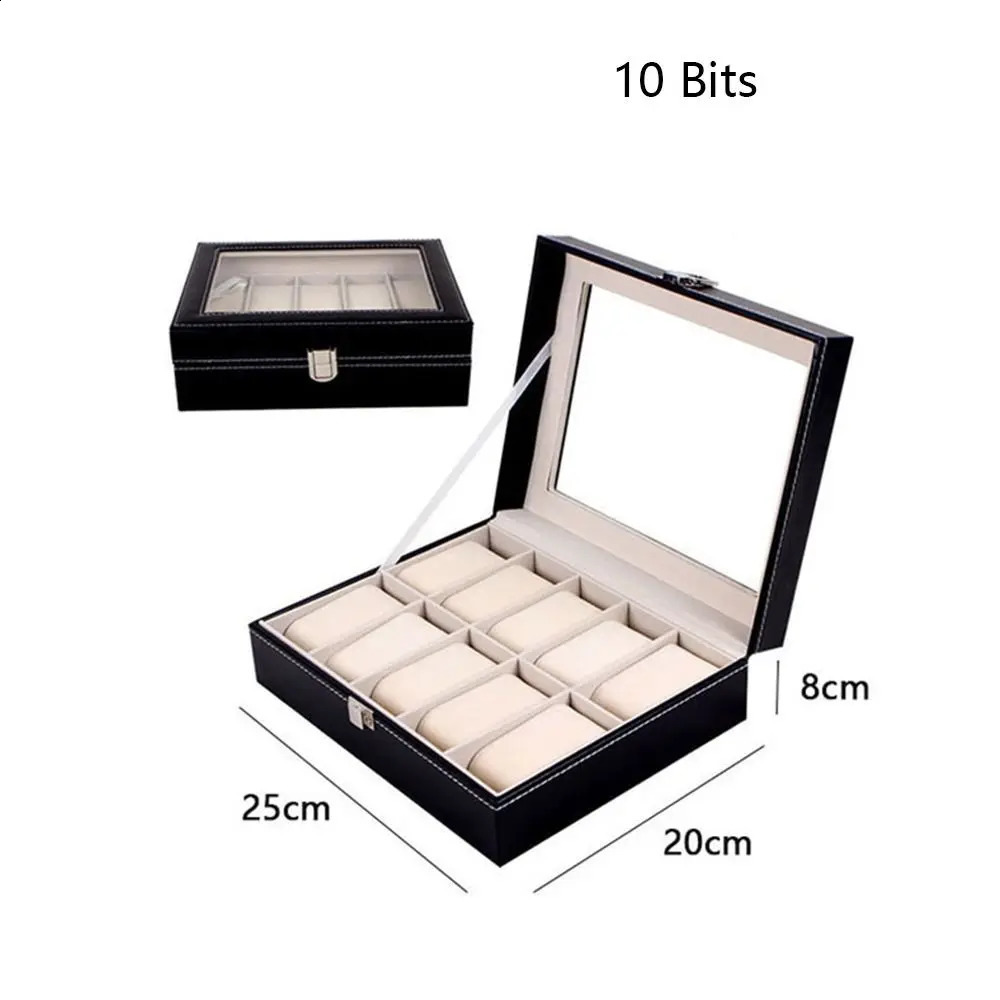 Mens 6 10 12 Mesh PU Leather Watch Display Box Collection Storage Rack 240812