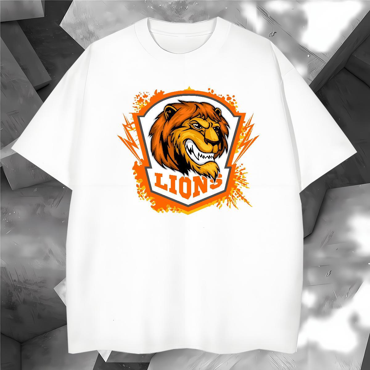Man T Shirts 230g 100% Cotton lion Anime Printing Street Breathable Short Sleeve Plus Size Custom Tshirt for Man Woman Casual New Comfortable Tops Tee