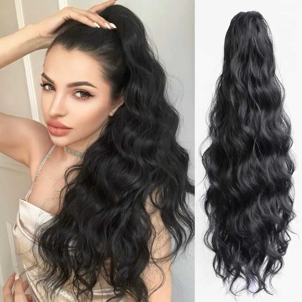 Hair extension ponytail claw 22 wavy fake hair curled synthetic ponytail wig clip daily fluffy ponytail braid hair clip W240817