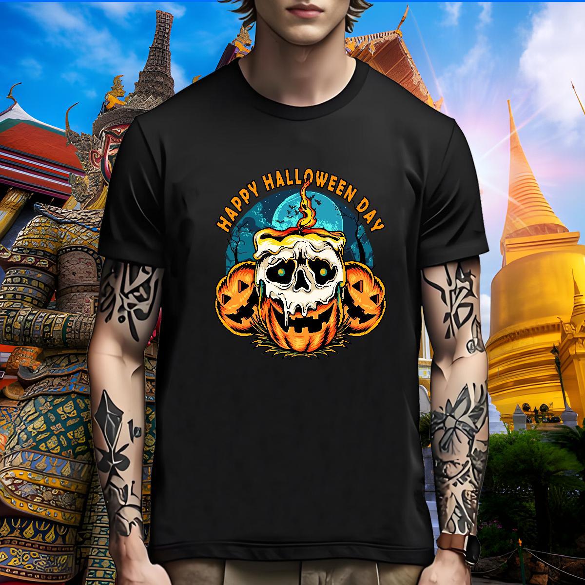 Loose Mens T Shirts halloween O-Neck Short Sleeve Daily Wear DIY Logo Oversized 230g 100% Cotton Couples T Shirts New Tops