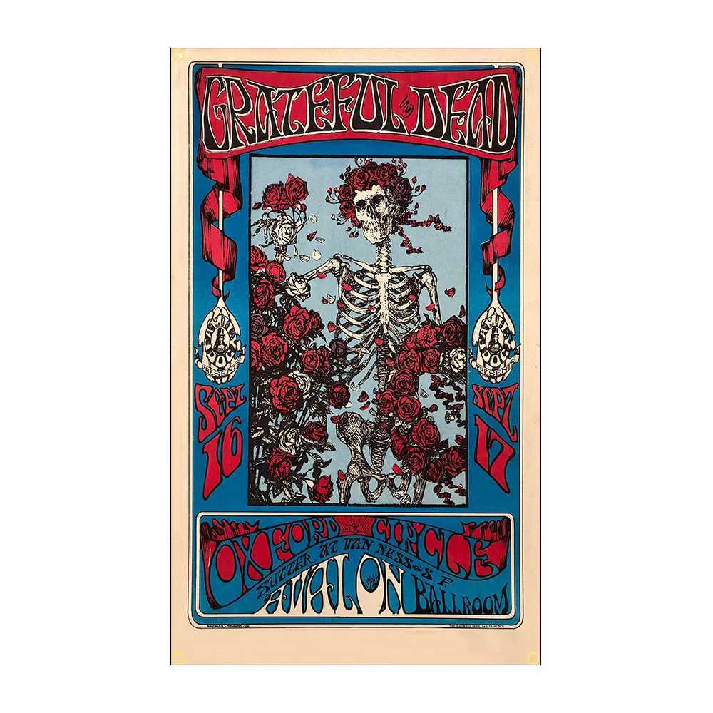 FLAGDOM 90X150CM 3X5Ft Grateful Dead Flag Psychedelic Rock Skull Banner For DecorationXJ240819