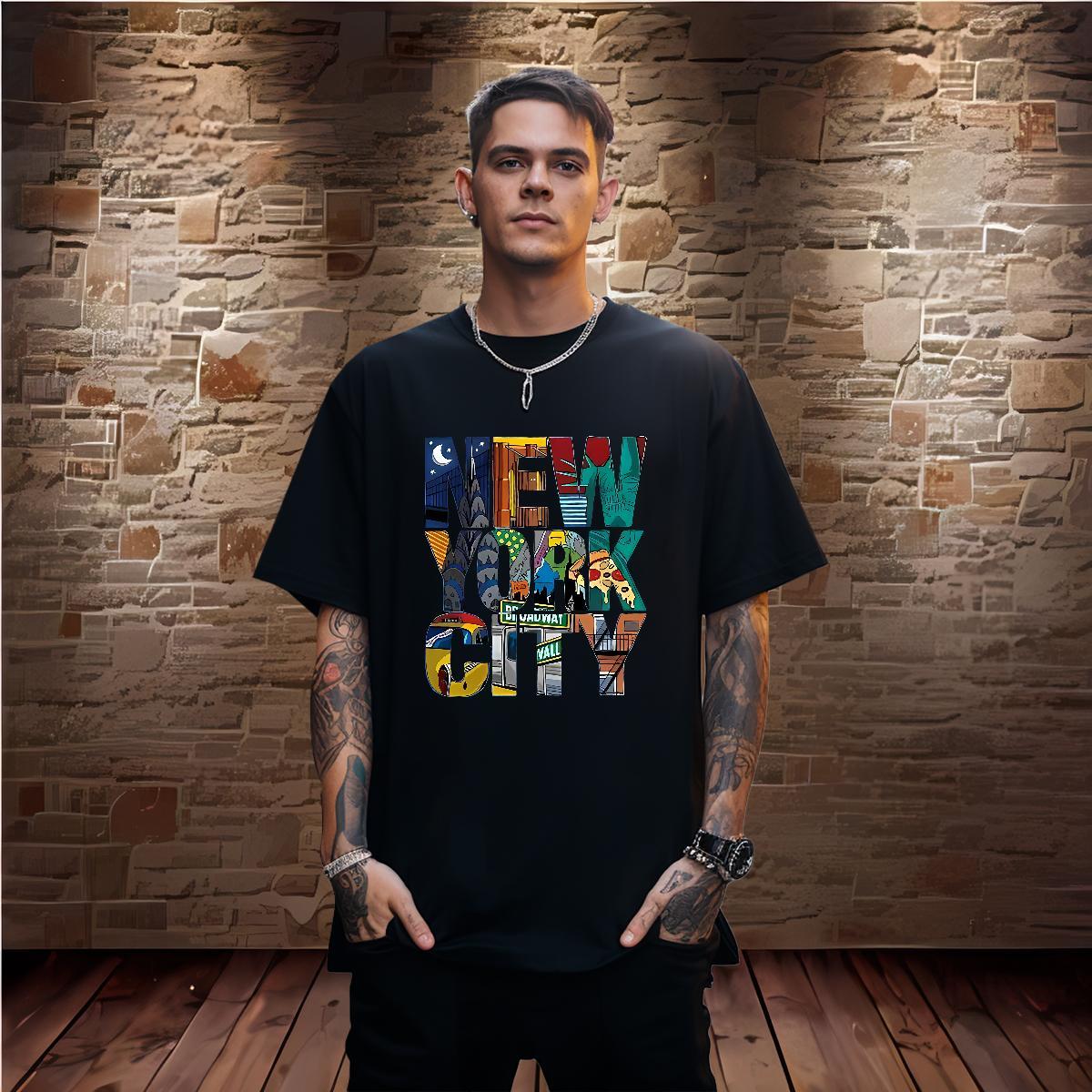 High Quality New York 230g Cotton Mens Tshirts Daily Outfit Pure Cotton Man T Shirts Free Shipping White Plus Size Polos
