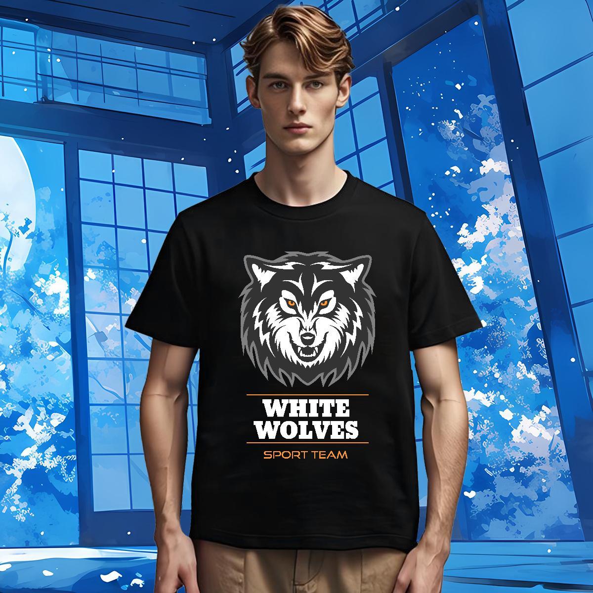 Fashion Casual Couples T Shirts wolf Casual Beach 100% Cotton 230g Polos Pure Cotton TOP Quality Men T Shirts Custom Printed