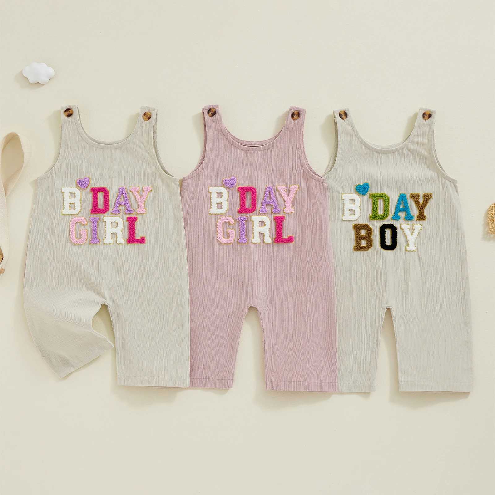 Girl boy birthday jumpsuit sleeveless strapless letter embroidered casual sportswear W240806