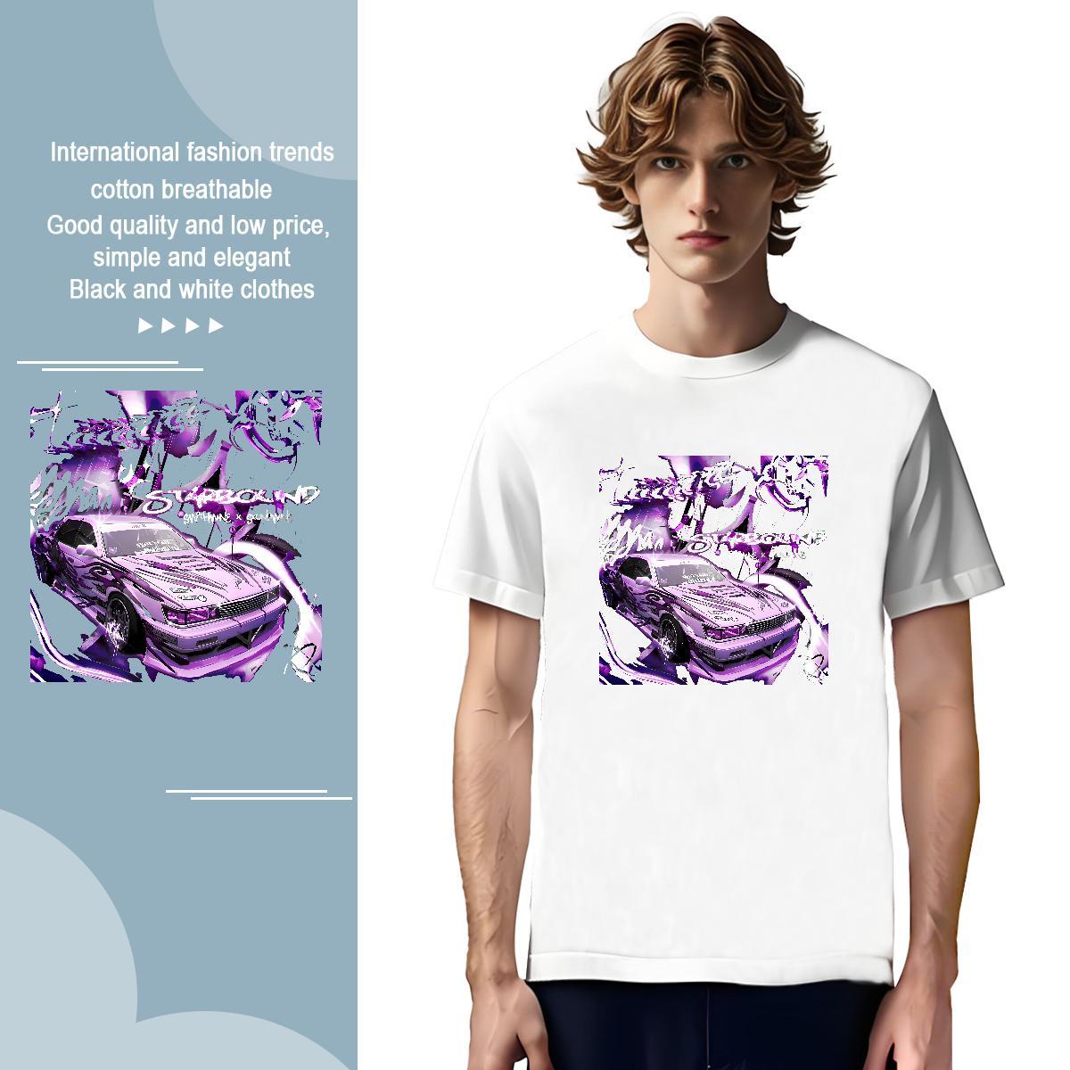 Comfortable beach T-Shirts for Men Anime Printing Street Men Tshirts 230g Pure Cotton New Breathable Crew Neck Plus Size Custom Clothings