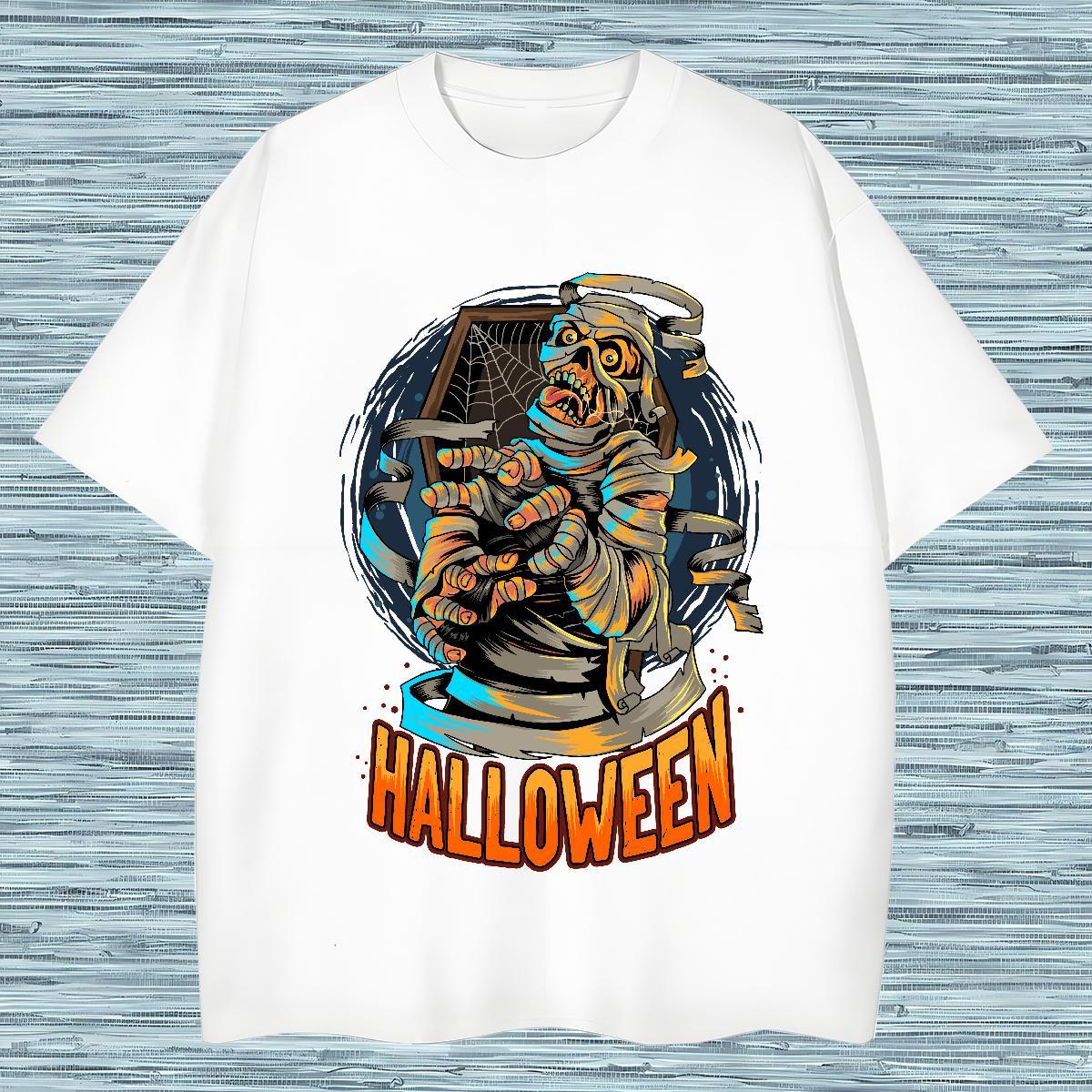 Wholesale T shirt halloween Breathable Soft Beach Custom Print Oversized 100% Cotton 230g Men Tees New Arrival Polos