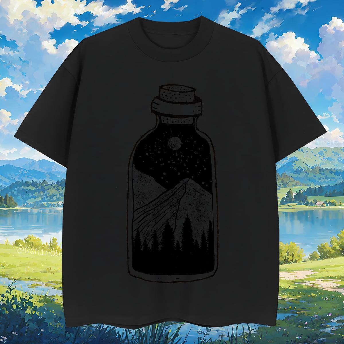 Loose Fit mountains 230g Cotton Couples T Shirts Home Outdoor Crew Neck Man T Shirts Fashion Designer Customized Tops Shirt