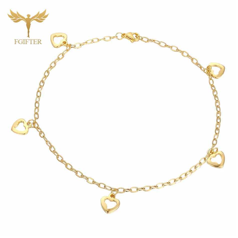 Fashion Womens Ankle Pendant Love Heart shaped Foot Bracelet Stainless Steel Chain Link Jewelry Accessories Gold Gift W240815