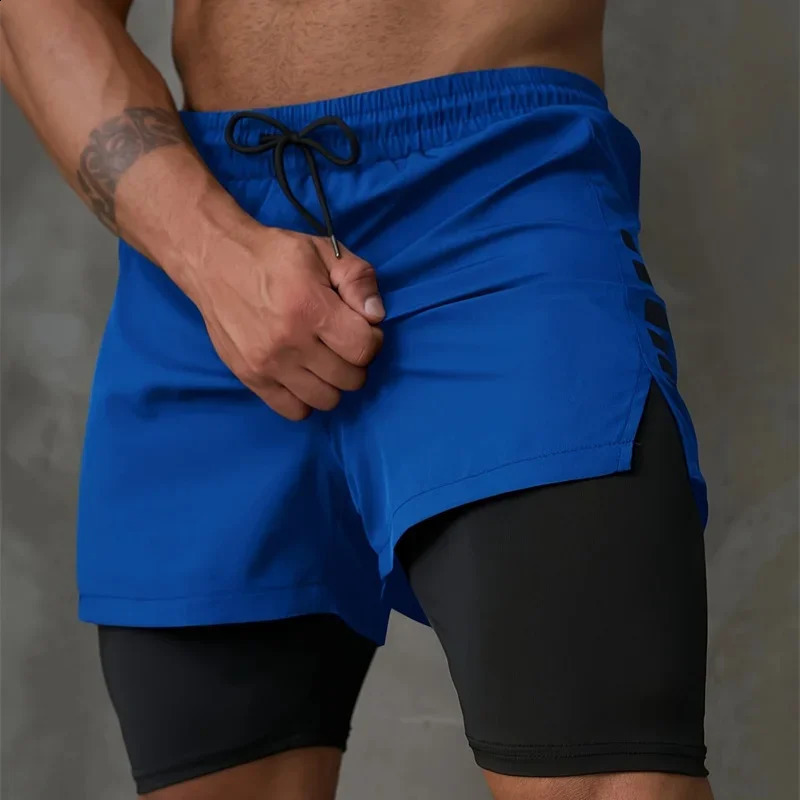 Mens Running Shorts Gym Exercise 2in1 Quick Drying Training Fitness Slow Summer Outdoor Sports 240819