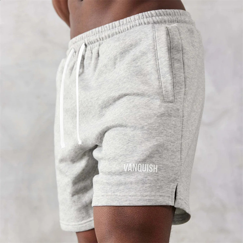 Cotton gray flat bottomed pants mens casual quarter fashionable printed fitness exercise jogging sports 240819