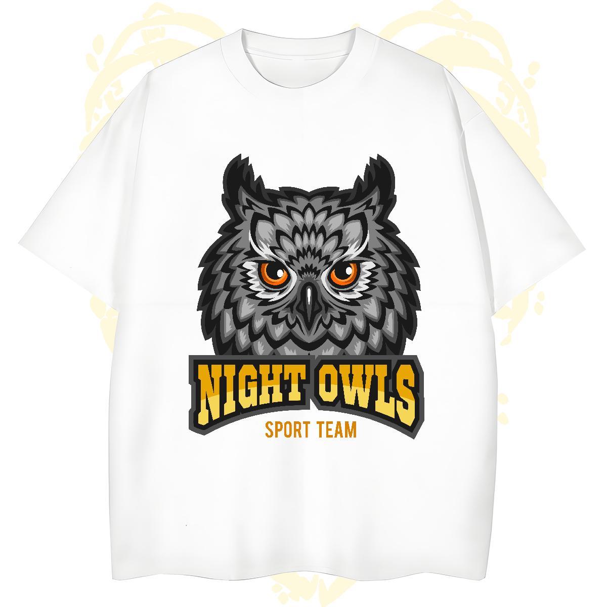 Classic T-Shirts for Men owl Breathable Soft Daily Outfit Custom Print Oversized 230g 100% Cotton Men Tops Tees Classic Casual Tops Shirt